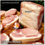 Pork Karbonat Has Luar SIRLOIN SKIN ON frozen Local Premium STEAK SCHNITZEL 3/8"1cm (price/pack 650g 4pcs)